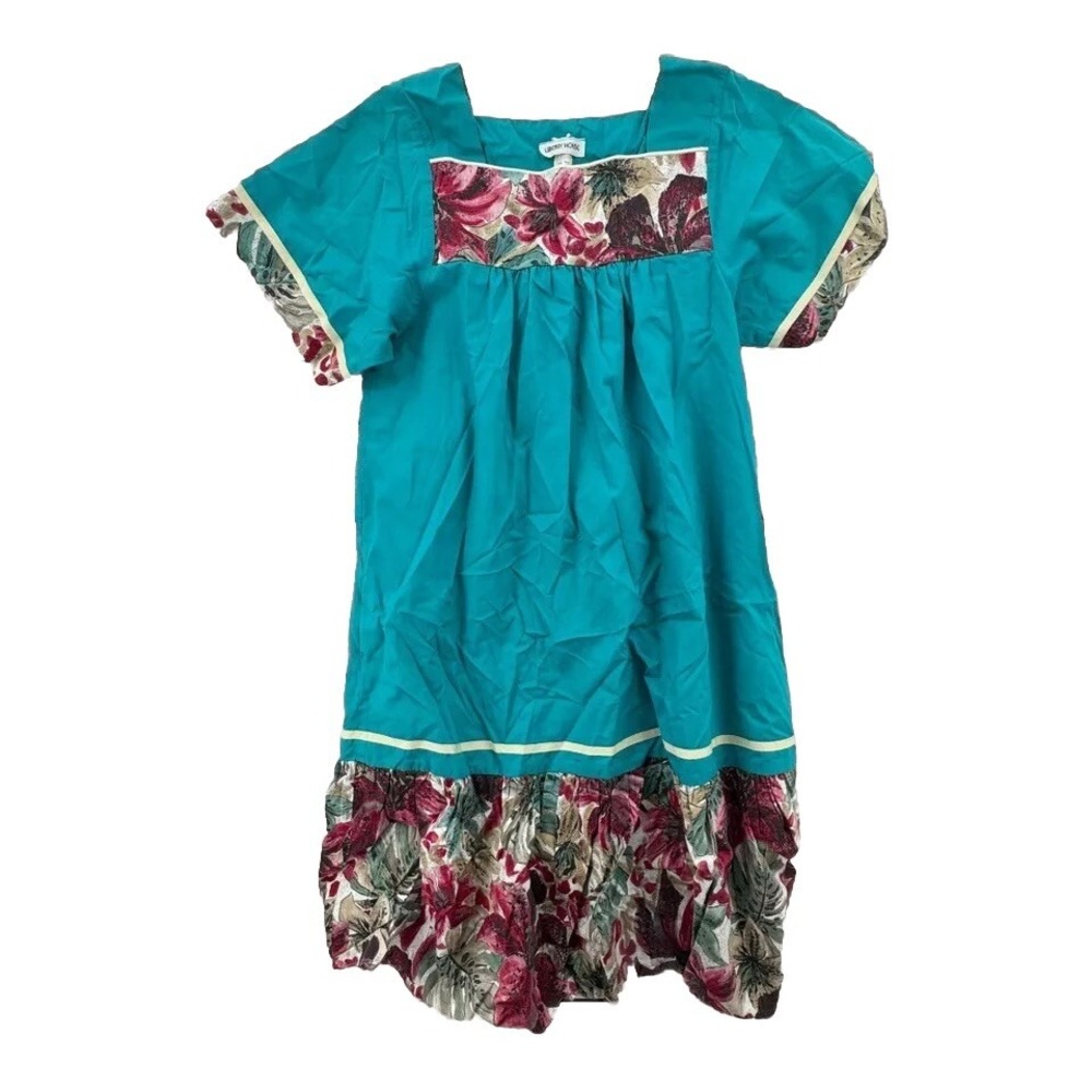 Vintage‎ Liberty House Muumuu Dress Womens Small Hawaiian Blue Floral Knee